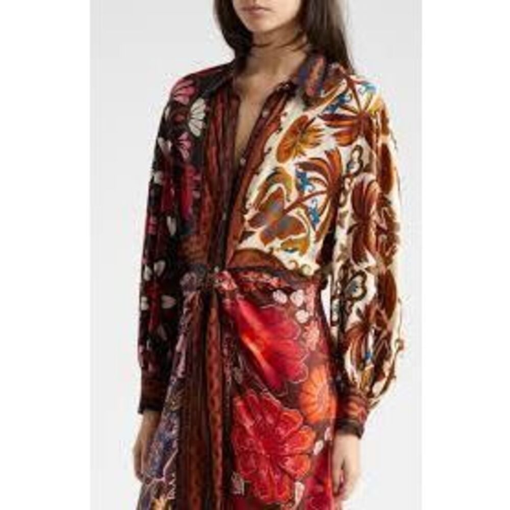 Farm Rio Miranda Long-Sleeve Wrap Midi Dress - Picture 4 of 11